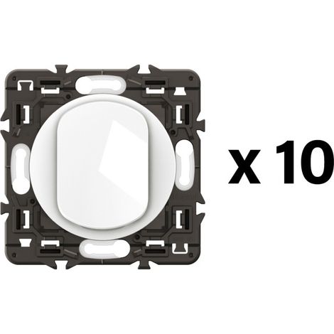 Legrand – Lot de 10 interrupteurs va-et-vient 10AX – Enjoliveurs blancs et supports – À bornes automatiques pour installation rapide