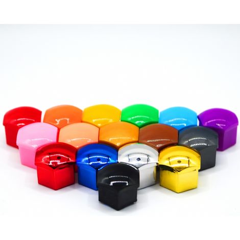 Tapones de tuercas de rueda amarillos metalizados 21 mm, 20 piezas + herramienta (1/5)