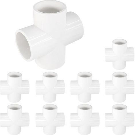 Lot de 10 raccords à 4 voies en PVC de 32 mm pour serres et meubles (1/5)