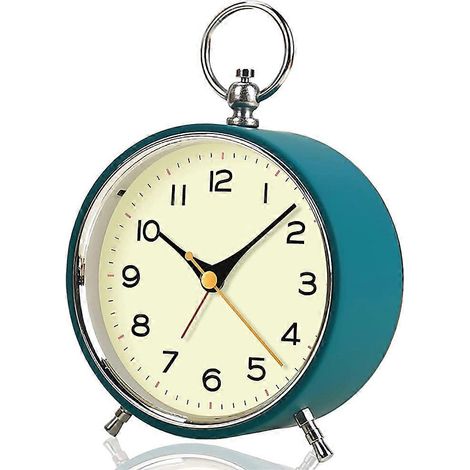 Réveil rétro pour étudiants, avec poignée, lumière, fonction snooze et silencieux - Bleu (1/5)
