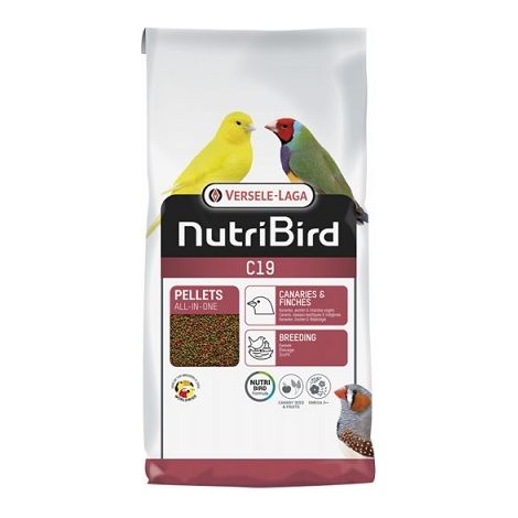 Nutribird C19 Food in pellet estrusi per l'allevamento di canali, pinzoni tropicali ed europei, 10 kg