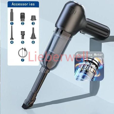 Mini aspirateur de voiture portable sans fil, nettoyeur puissant, machine à livres, aspiration de bain, 135000PA,Pro Black