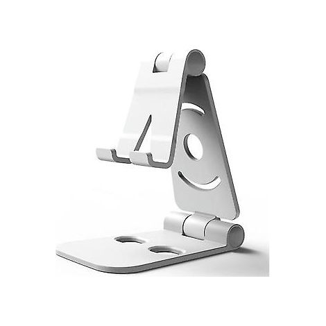 Support de téléphone portable mini et pliable pour bureau, réglable sur 4 degrés, universel pour iPhone et Android (blanc) (1/4)