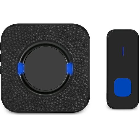 1 Sonnette sans fil, IP55 étanche, 55 mélodies, 5 niveaux de volume, LED bleue, pour portail extérieur (1/4)