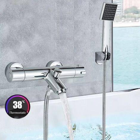Zamery – Mitigeur thermostatique de baignoire 38°C – Laiton massif – Finition chromée résistante – Température stable pour sécurité enfants et seniors