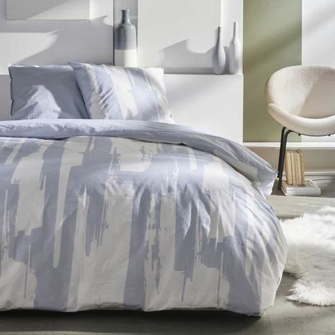 Completo copripiumino TODAY Sunshine 220x240 cm cotone 100% 57 fili 2 persone grigio blu avorio crema (1/3)