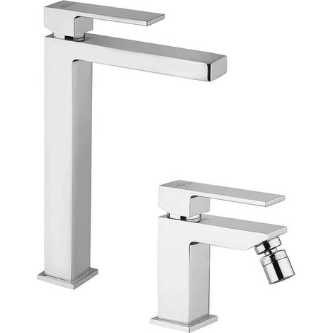 Coppia miscelatori lavabo alto e bidet Jacuzzi Rubinetteria Twinkle per piletta click clack (1/5)