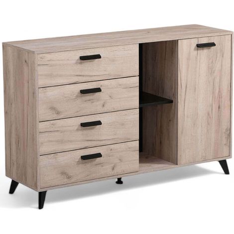 Mobile soggiorno truciolare bilaminato rovere grigio nero dimensioni 1375x40x905 cm elegante e funzionale arredamento