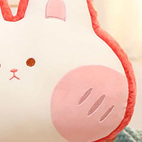 Coussin en peluche en forme d'animal, en flanelle douce, motif lapin rouge pastèque, 40 x 30 cm, idéal comme cadeau de Noël pour les enfants. (1/4)