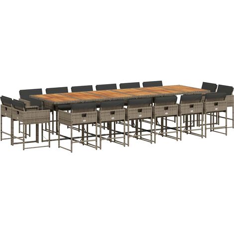 17-tlg. Garten-Essgruppe mit Kissen Grau Poly Rattan vidaXL (1/5)