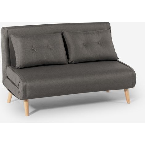 Divano letto soggiorno 2 posti stile scandinavo tessuto Elettra - Grigio Scuro (1/5)