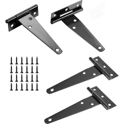 4 pièces 4 pouces peinture noire rainure en T portant porte charnière triangulaire métal fer antirouille porte,Pour meubles de maison, portes et fenêtres, etc. (1/5)