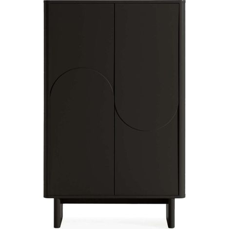 Mueble auxiliar alto 2 puertas abatibles md-Zuri acabado negro, 130cm(alto) 80cm(ancho) 40cm(prof.) (1/4)