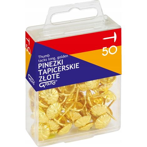 Tachuelas doradas para tapicería, 50 unidades, 15 mm de largo, metal.