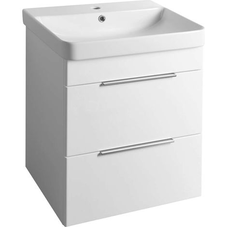 Bruckner Neron - Armario con lavabo, 57x64x45 cm, 2 cajones, blanco 501.117.0 (1/2)