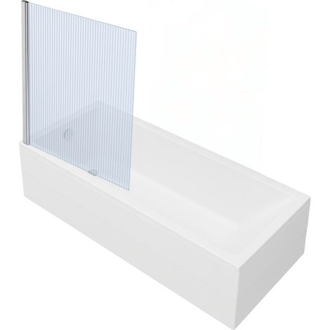 Baignoire rectangulaire VitrA Neon 170x75cm + Pare bain gauche AURYS Raywall chromé profilé gauche + vidage chromé