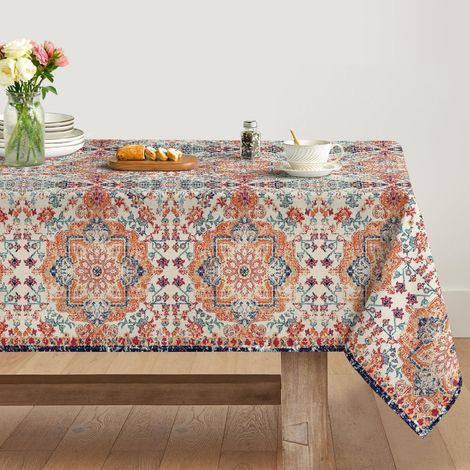 Nappe 140x160 cm rectangulaire, antitache, géométrique-coloré, marocaine