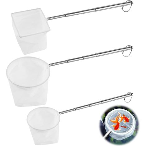 3 x Aquarium Net with Telescopic Handle, Fish and Shrimp Nets for Cleaning Aquariums and Small Ponds (1/5)