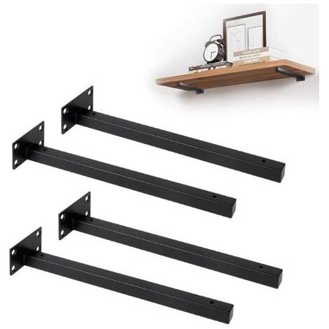 4 Pcs Équerre Étagère, 30 cm Support Etagere Murale, Industrielle Support d'étagère Mural Rétro, Supports D'étagère Murale à Tubes, Support Flottant Industriels, Capacité de Charge 40kg (1/4)