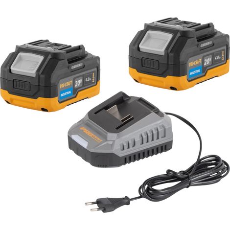 Procraft Starter Pack 20 V C20/2 Ladegerät 2 A + 2x 20/4 Industrial Akku 4,0 Ah