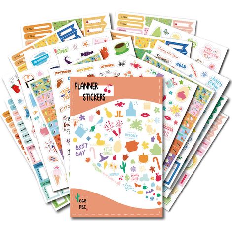 Stickers Saisonniers - 660 Autocollants sur 18 Feuilles - Pour Scrapbooking Photo Album et Carnet - Printemps Été Automne Hiver - Lot Complet (1/5)