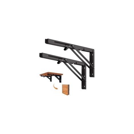 Set di 2 staffe pieghevoli per mensole da 400 mm, staffe pieghevoli a parete, supporto per consolle pieghevole con portata di 50 kg - Crezuo
