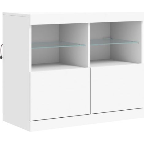 Aparador cómoda cómoda armario mueble organizador cocina salón salón con luces LED 81 x 37 x 67 cm blanco 020029862
