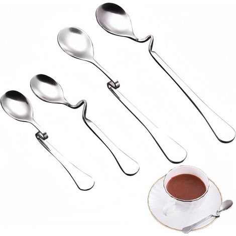 Allecto Plus - 4 cucharas colgantes de acero inoxidable para mermelada y miel con gancho - cuchara espiral para mermelada y café (1/5)