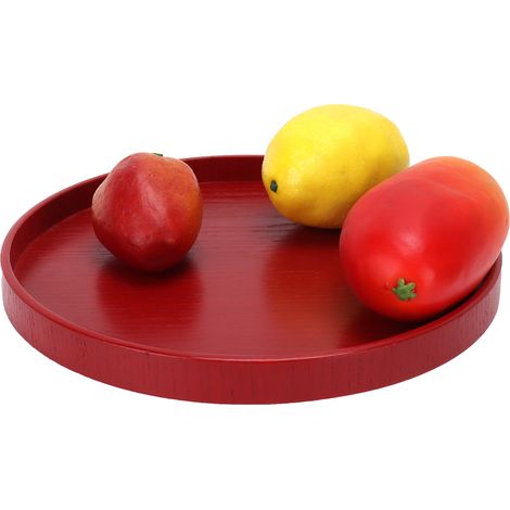 Assiette Ronde en Bois Naturel 24cm - Plateau pour Fruits et Légumes - Qualité Alimentaire - Cuisine, Maison, Restaurant