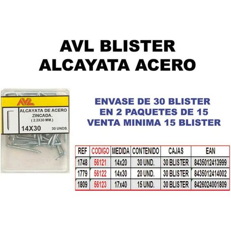 avl blister alcayata acero 17x40 zincada 1809 (caja 15 unidades)