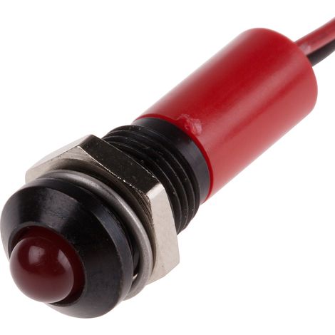 Voyant LED lumineux  Rouge RS PRO, dia. 8mm, 24V c.c., IP67 ( Prix pour 1 ) (1/2)