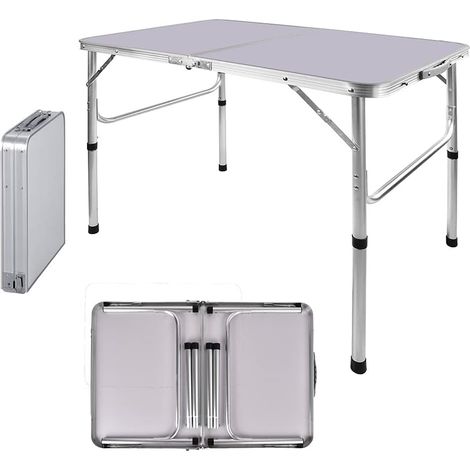 Table de camping pliante pour l'extérieur, pique-nique, barbecue, table à manger, 90 cm, hauteur réglable de 67/37 cm, avec poignée, facile à nettoyer (1/5)