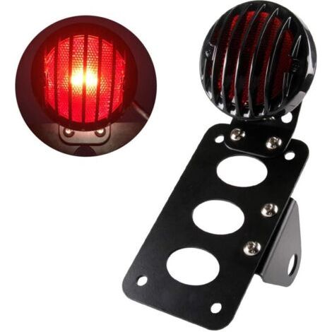 Feu arrière de moto LED Feu de freinage arrière avec support de plaque d'immatriculation pour montage latéral vertical/horizontal pour Harley Bobber Chopper Honda Yamaha Suzuki Kawasaki