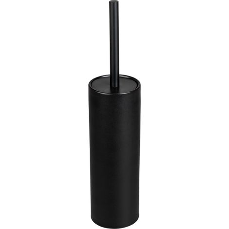 WENKO Keramik WC-Garnitur Casoli Schwarz, WC-Bürste mit Silikon-Bürstenkopf, Schwarz, Keramik schwarz