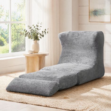 Sofá puf convertible gris de espuma, sillón tumbona para salón y dormitorio (1/5)