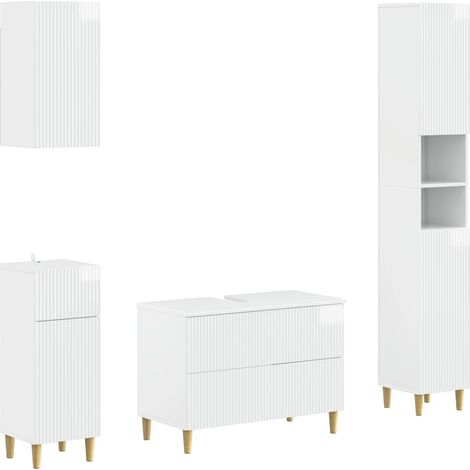 4-teiliges Badezimmer-Schrank-Set ARNHEM Hochglanz Weiß vidaXL (1/5)