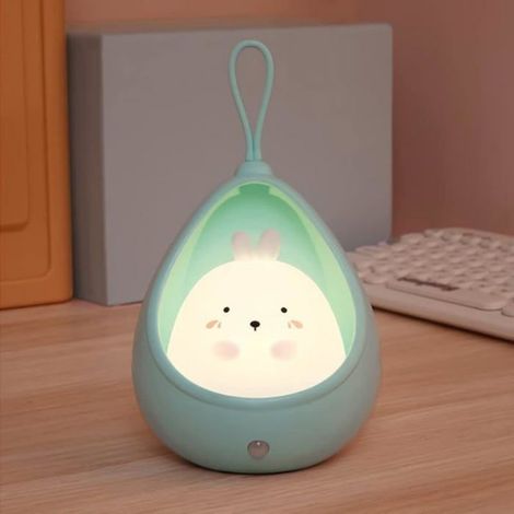 1 Veilleuse Lapin LED, Détecteur de mouvement 3m, Rechargeable USB 1200mAh, Portable ABS, Chambre enfant (1/3)