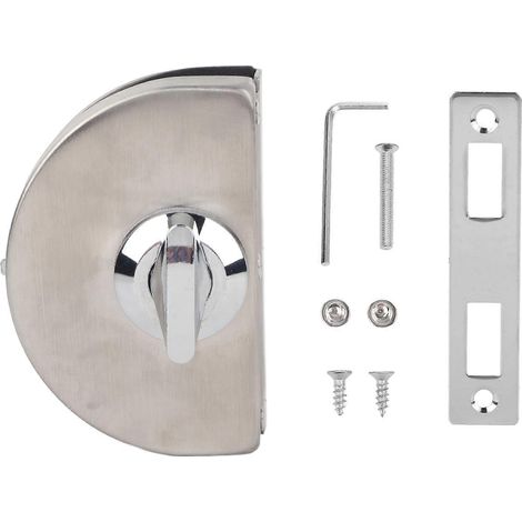 Verrou de porte en verre sans cadre 10-12mm, acier inoxydable, fixation sans perçage, coulissant pour salle de bain et bureau (1/5)