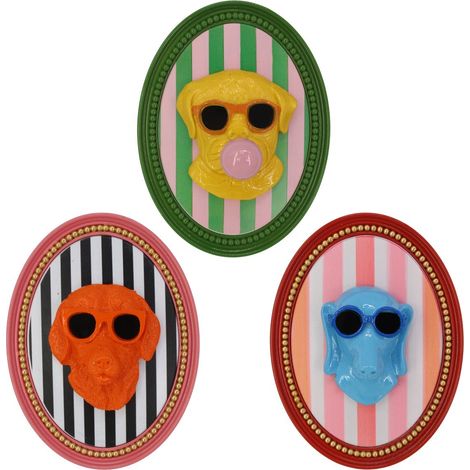Decori da parete cane pop art in resina multicolore 16 cm (1/2)