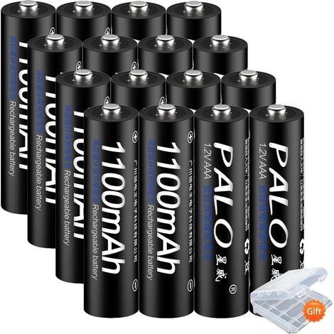 Pilas recargables AAA, capacidad de 1100 mAh, baja autodescarga, 16 pilas AAA (1/2)