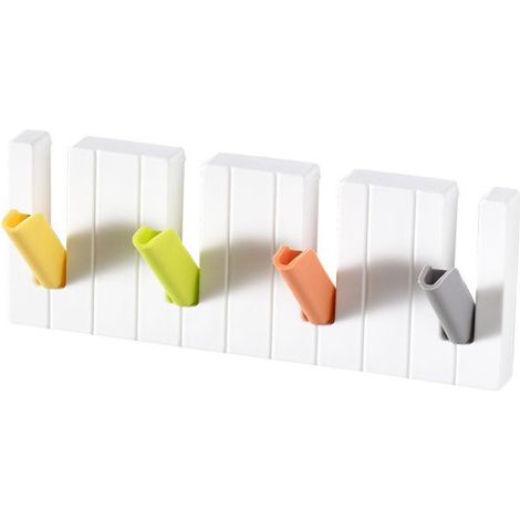 Crochet mural décoratif touches de piano, patère murale design créatif multicolore pour vêtements, clés et accessoires, décoration intérieure moderne (1/5)