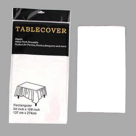 Nappe de table unie, dégradable et jetable en plastique PE, 137 x 274 cm, idéale pour les fêtes et mariages.