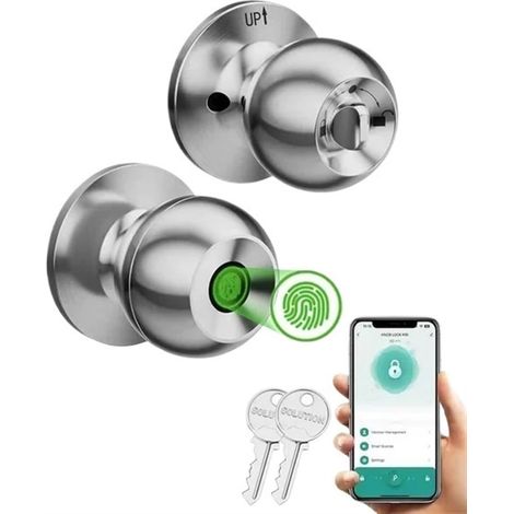 Serrure de Porte Intelligente, contrôle par Application Bluetooth, poignée de Porte sans clé, Serrure de Porte électronique numérique à Empreintes digitales(Silver) (1/5)