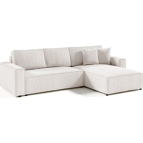 4-Sitzer-Wende-Ecksofa mit Truhe Isaac aus Cord Blanc Cassé