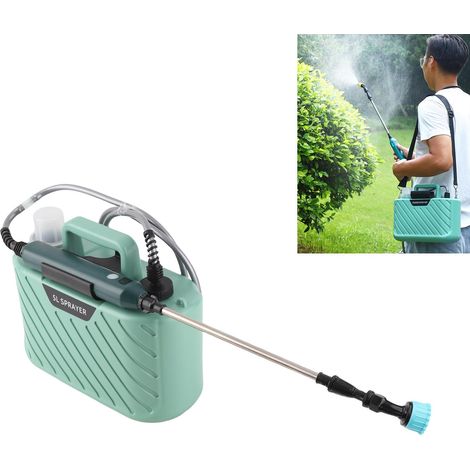 Pulverizador eléctrico para jardín y limpieza – 5 l con batería de 2400 mAh, 3 boquillas, lanza retráctil y correa para el hombro – para plantas, coches y mascotas (1/5)