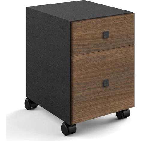 Lineabeta - Base 2 cassetti con ruote Runner in nero / rovere (1/2)
