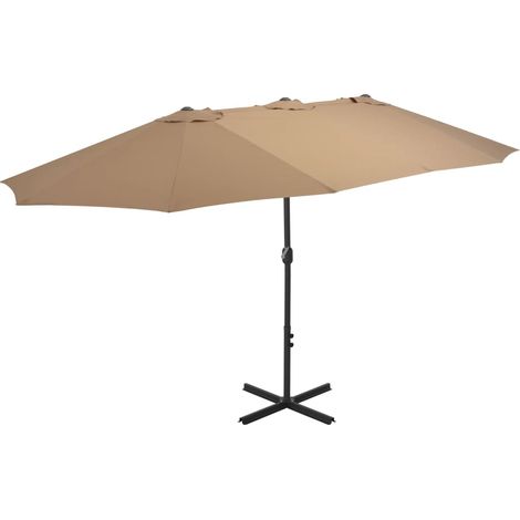 Sombrilla de jardín con palo de aluminio taupe 460x270 cm vidaXL