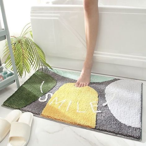 Tappetini da bagno antiscivolo e assorbenti, lavabili in lavatrice, tappetino da bagno morbido in peluche, tappetino doccia ad asciugatura rapida con retro in gomma antiscivolo, k (1/2)