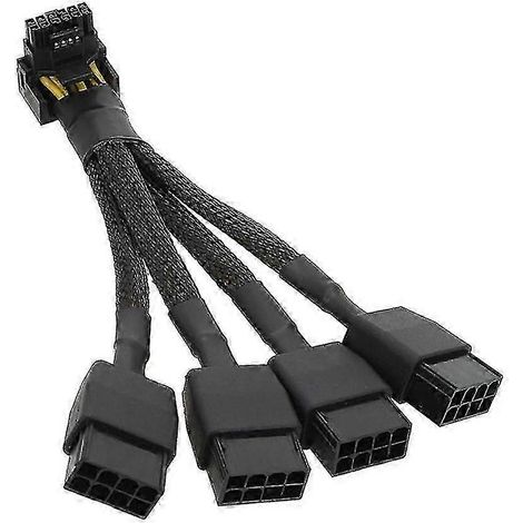 Pour Gpu Rtx4090 Rtx4080 4x8 Pin Pci-e à 16 broches Carte graphique Câble d’alimentation 12vhpwr Connecteur Coude C (1/5)