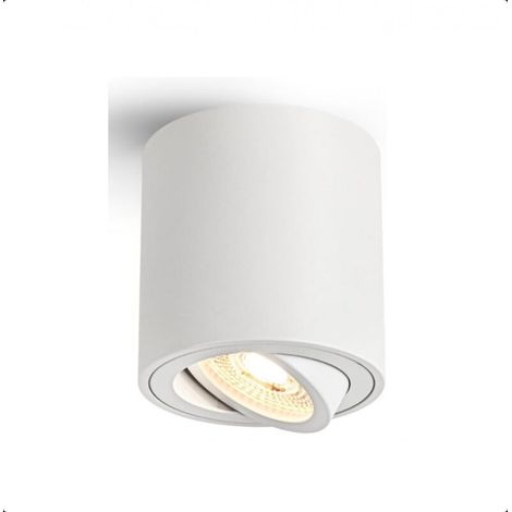 80x85mm Aluminium Rond Spots de Plafond Dimmable Blanc, LED Spot en Saillie Orientable, 5W Blanc Chaud 3000K  Plafonnier Spot Douille GU10